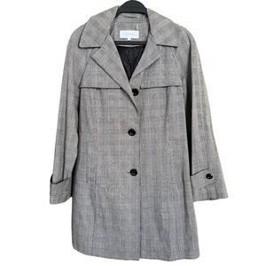 Calvin Klein Gray Plaid Trench Coat